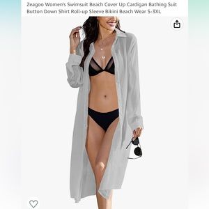 Zeagoo Women's Beach Cover Up Button Down Shirt Roll-up Sleeve